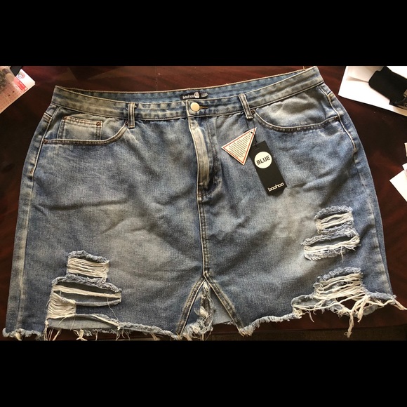 Plus Size Denim Ripped Skirt - Picture 1 of 8
